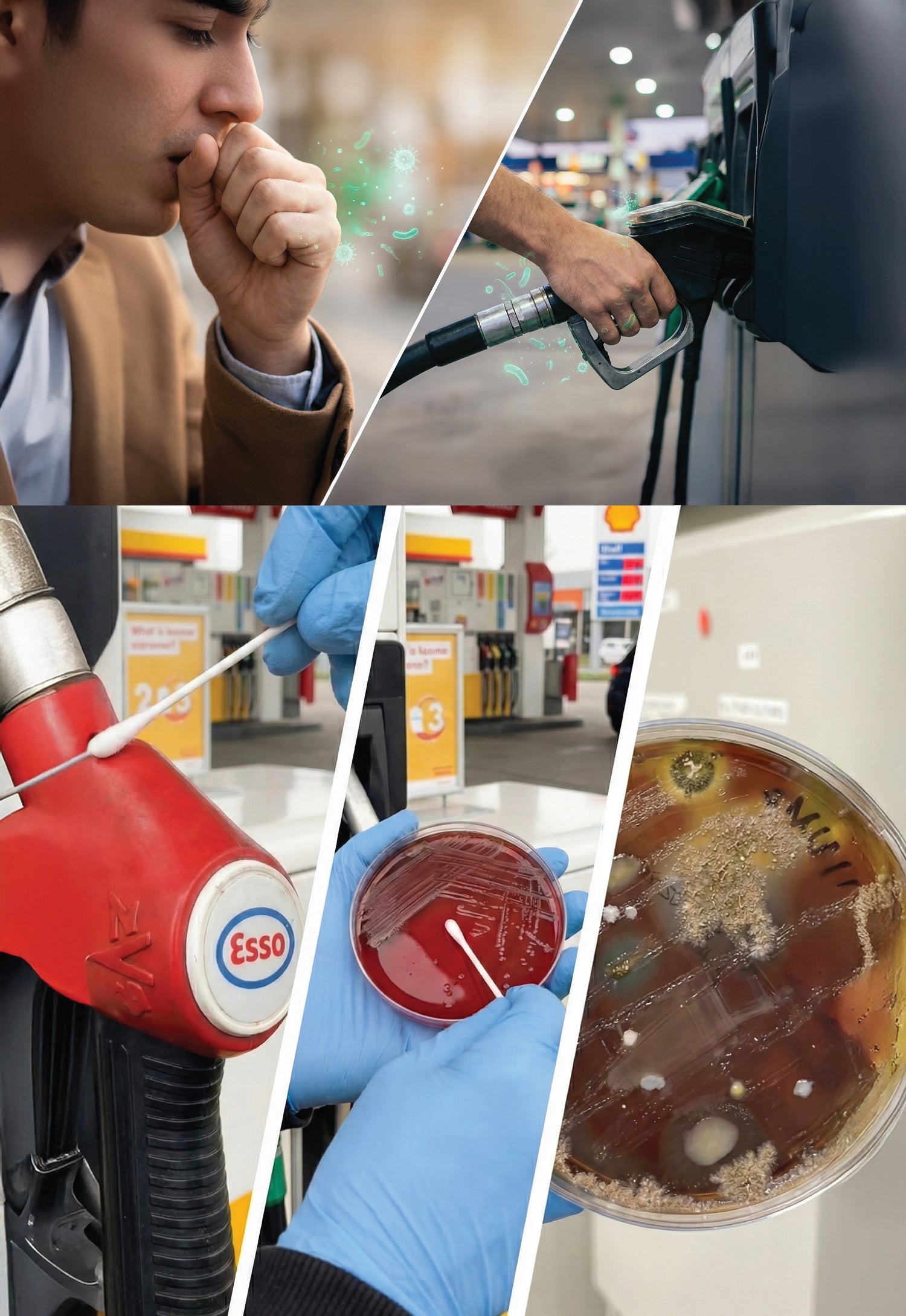 Bacteriën op een tankpomp kunnen gezondheidsrisico’s veroorzaken bij direct contact tijdens het tanken.